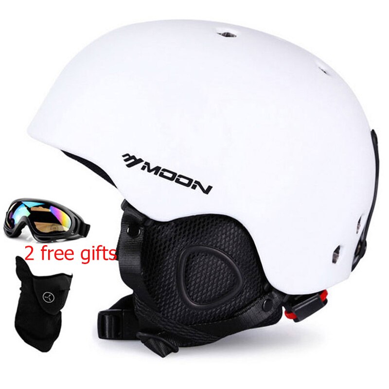 MOON Skiing Helmet with 2 Winter Adult Men Snowboard Skateboard Equipment Sports Safety Ski Helmets for men with goggles: 10 / M(55-58cm)