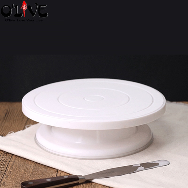28 cm plast kage dekorationsbord anti-skrid kage drejeskive roterende kage stand dekoration drejeligt bord bageværktøj