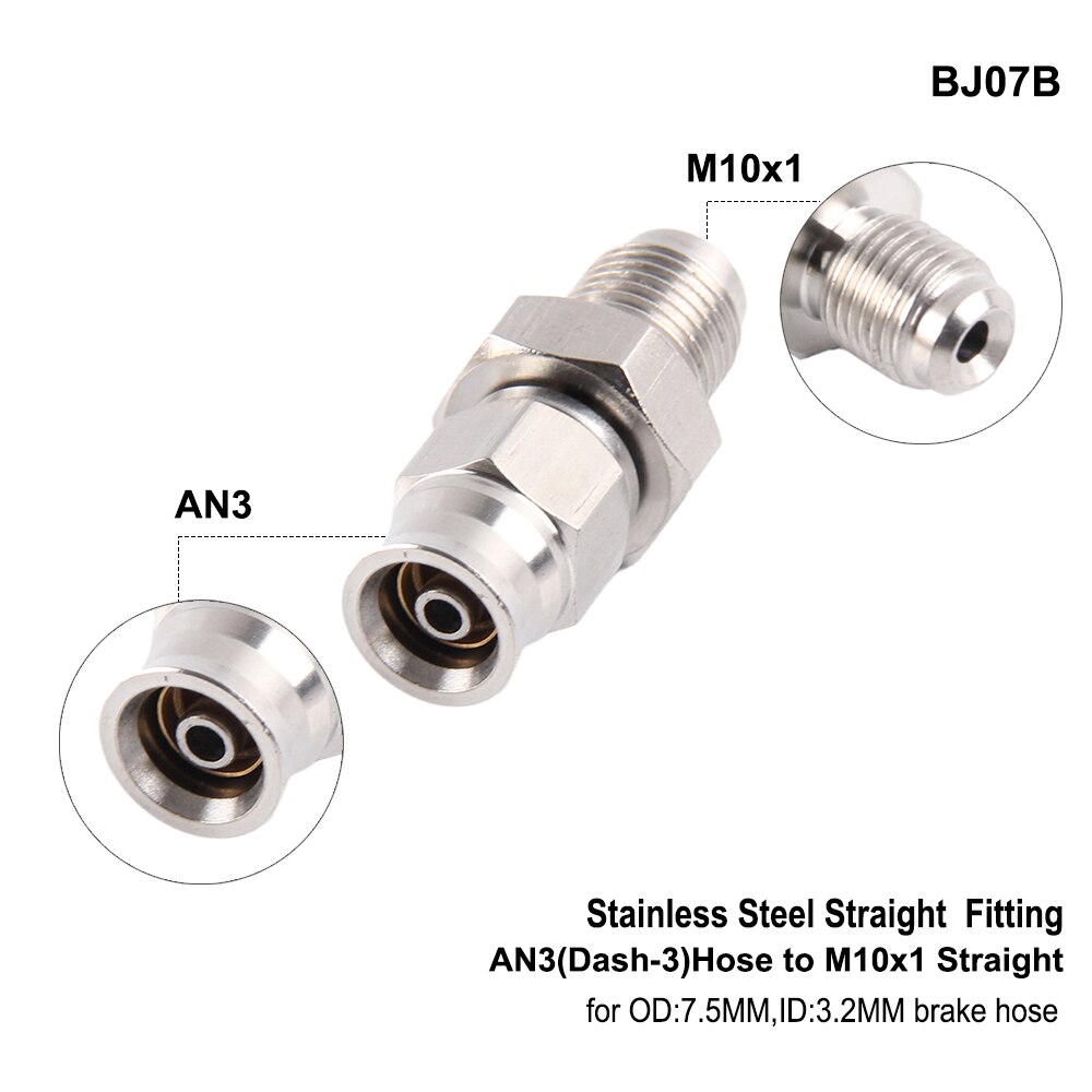 AN3 Motorcycle Motor Bike Hydraulic Brake Oil Hose Line Banjo Fitting m10x1 stainless Steel 10mm: BJ07B