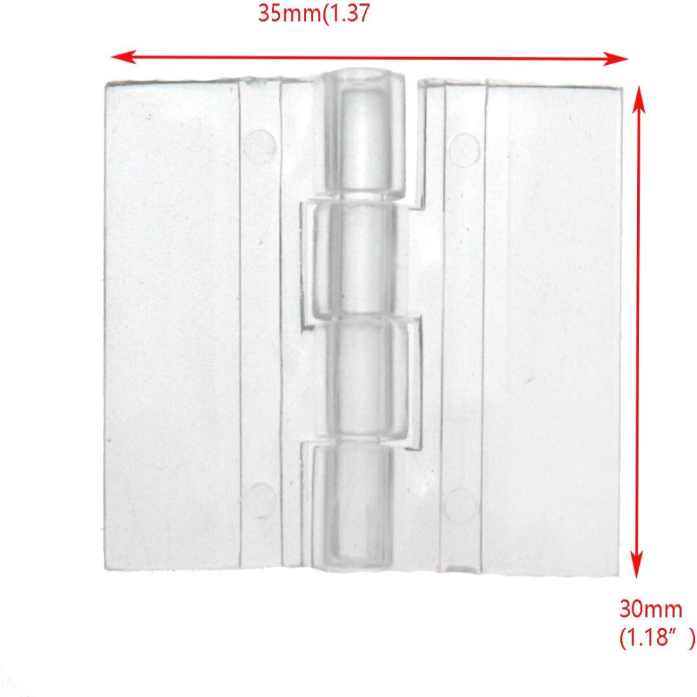 10 bisagras acrílicas transparentes de plástico, mini herrajes transparentes para manualidades en cajas (25 × 35 mm/1 x 1,37 pulgadas)