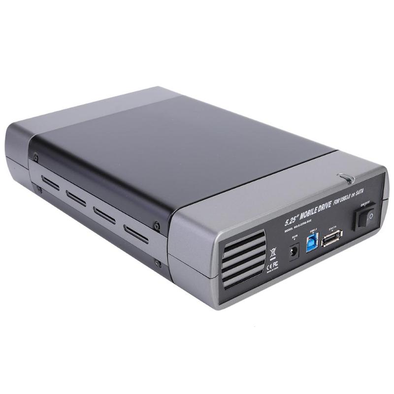 Carcasa de disco óptico de 5,25 pulgadas, adaptador USB 3,0 a SATA, 8T, estructura de cubierta superior e inferior portátil, carcasa de disco duro