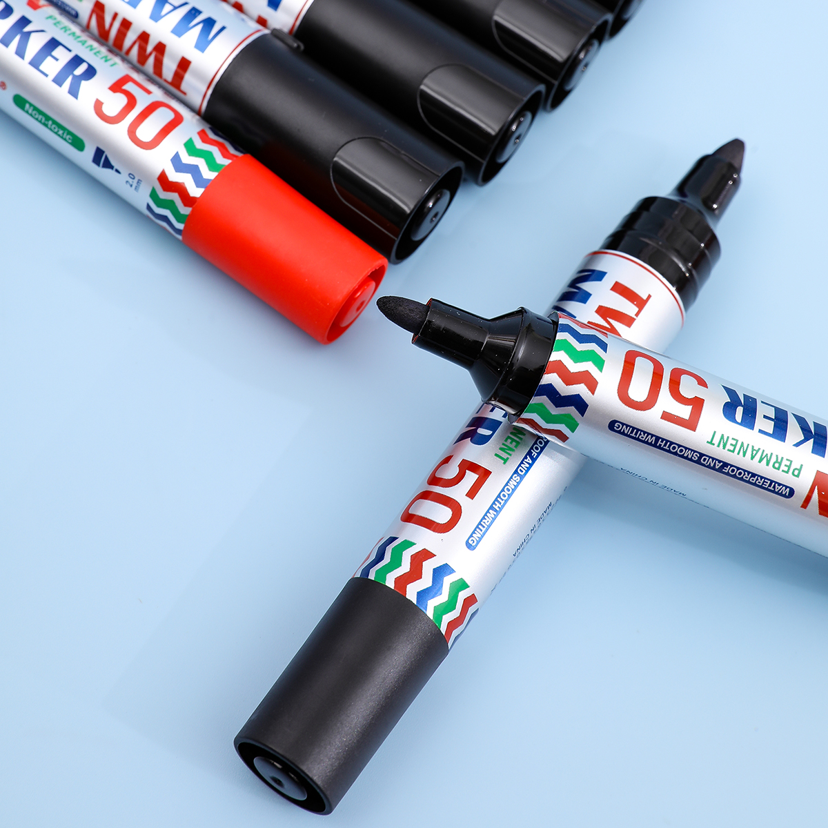 3pcs Waterproof Large Permanent Markers Dual Tips 2mm-6mm Wide Marker for Stone, Poster, Canvas, Glass, Wood, Ceramic