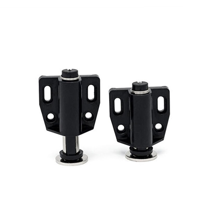 Bouchon de meuble magnétique puissant, 2 pièces, bouton poussoir pour ouvrir, loquet, arrêt silencieux, tampon de porte de placard de cuisine, aimant noir