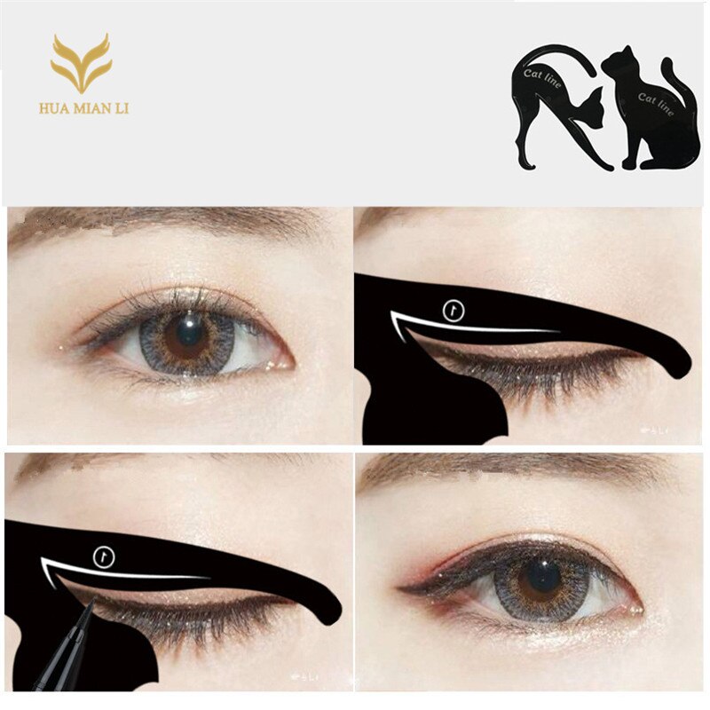 Plantilla delineador de ojos de gato, maquillaje , modelos de plantillas, herramienta de estampado, delineador de ojos, 1 Juego