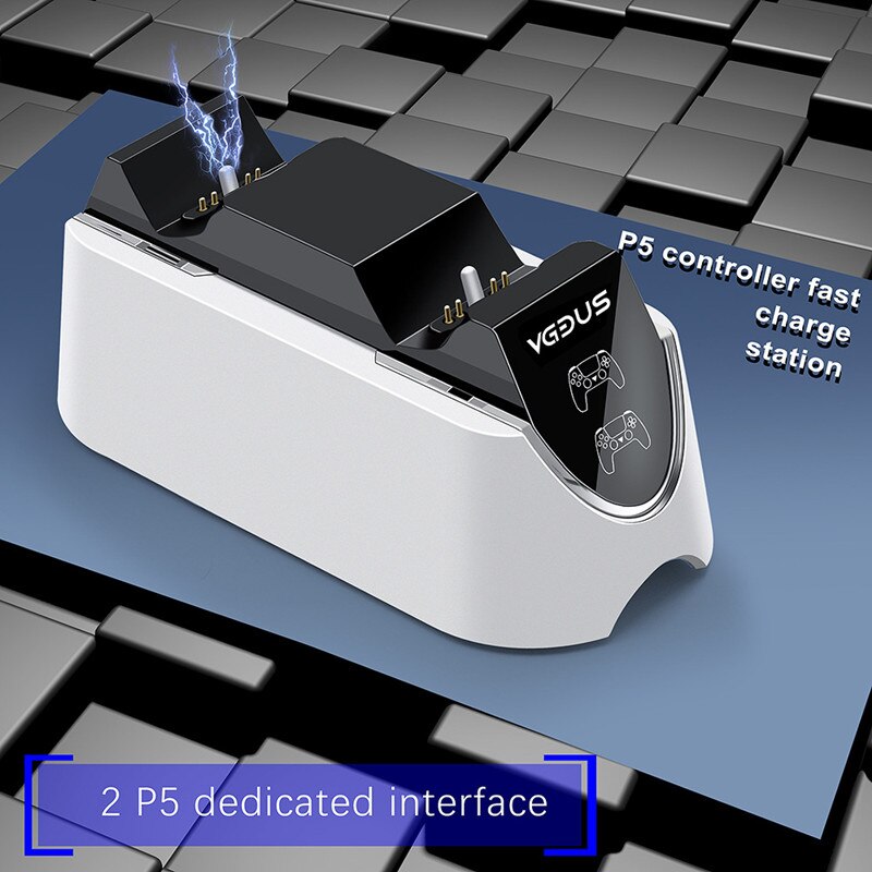 Ps5- fach-ladestation mit schnellladefunktion, , ps5 -fach-ladefunktion, , ps5 -fach-ladefunktion für spielekonsolen, led-anzeige, usb-c-ladeanschluss