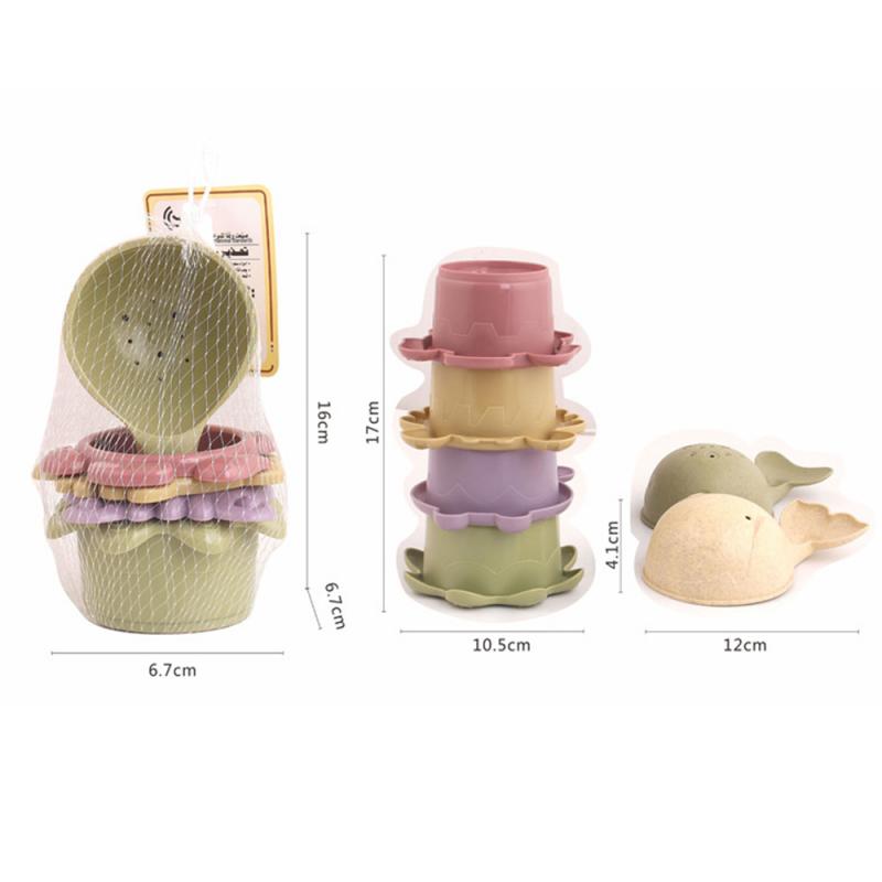 Baby Bath Stacking Cup Set Infant Shower Montessori Bathtub Tower Toy Child Puzzle Swimming Pool Beach Toys For 0 12 Months Kids: 08