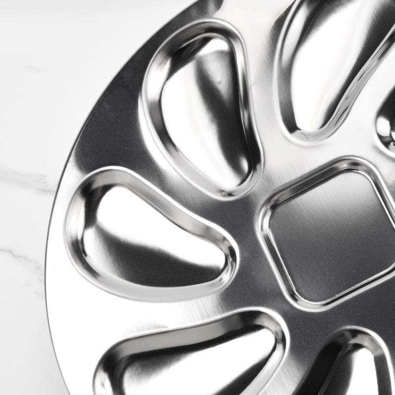 8 Slots Large Oyster Plate Stainless Platter Unmarked Platter French Oyster Mussel Shellfish Seafood Tray Home Restaurant Dish