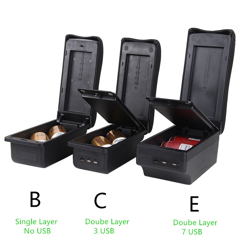 Auto Armleuning Box voor Toyota Rush - ABS Leer Opbergunit met USB & LED - Interieur Accessoire