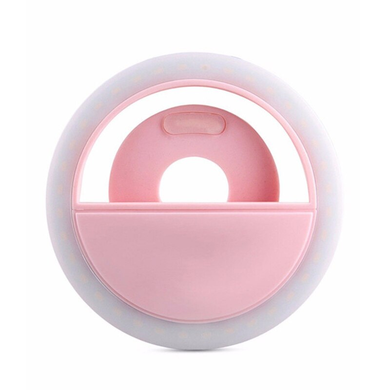 Portable LED Camera Selfie Led Ring Light 3 Level Brightness With Clip Luminous Ring Light For iPhone 12 Pro Max Xiaomi Samsung: Pink