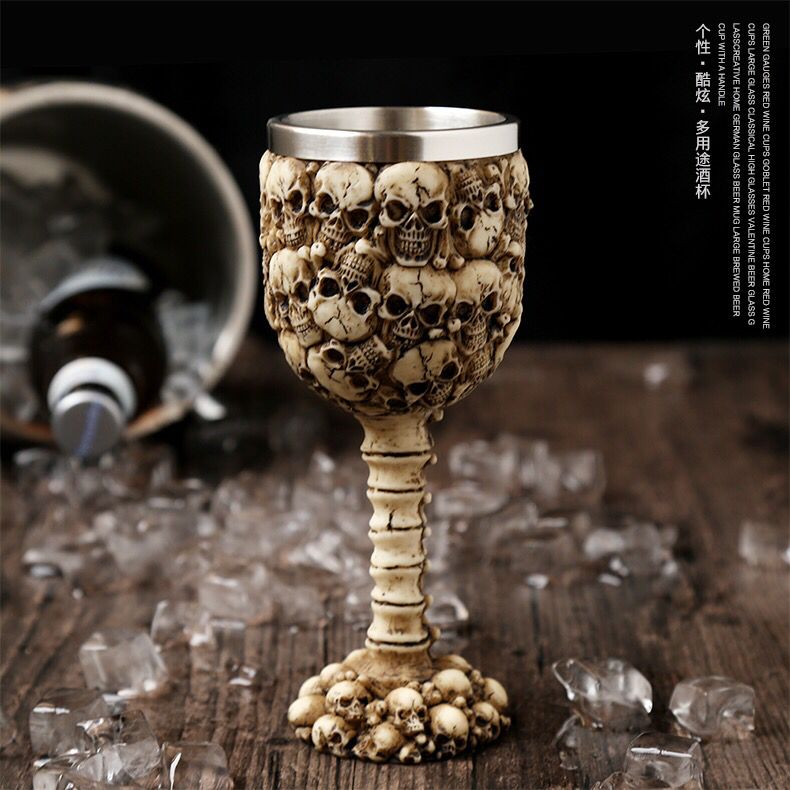 Personality wolf head wine glass stainless steel liner goblet resin home hotel 3D solid champagne metal wine cup: 8