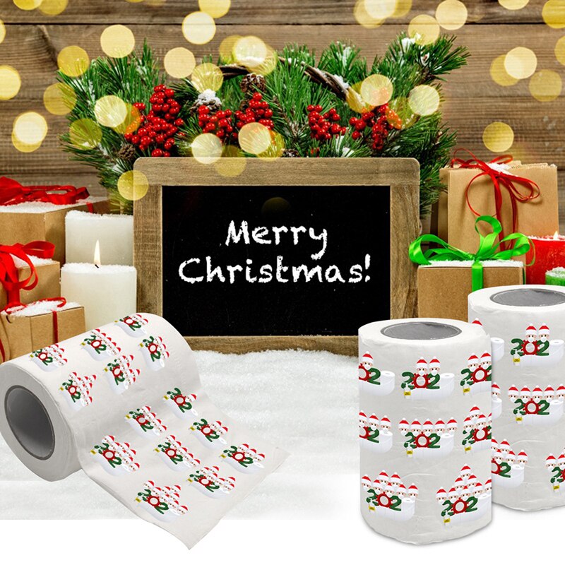 1Roll Santa Claus Bath Toilet Roll Paper Christmas Supplies Xmas Decor Tissue