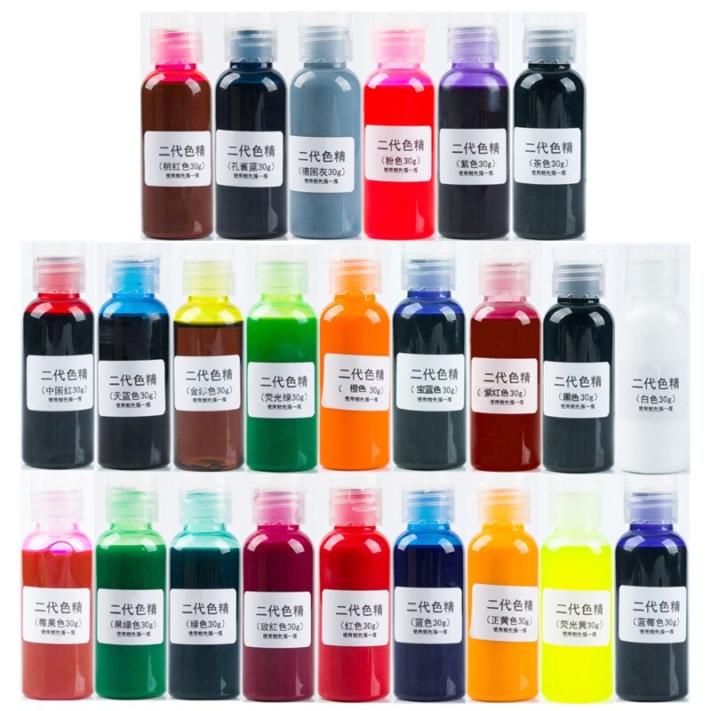 24 Kleur Grote Fles 30Ml Hars Pigment Kit Transparante Epoxy Uv Hars Kleurstof