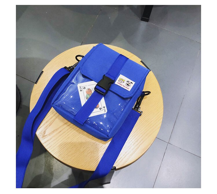 Super Fire Harajuku Local Conditions Cool Disco Bag Student Japanese Canvas Shoulder Bag Satchel Messenger Bag Couple Schoolbag: Blue
