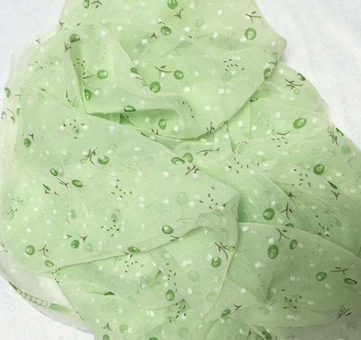 Cosplay Dress Chiffon Swissdot cherry Printed Soft dress fabric swiss dot Tilda craft fabric dress material: 8 Green apple