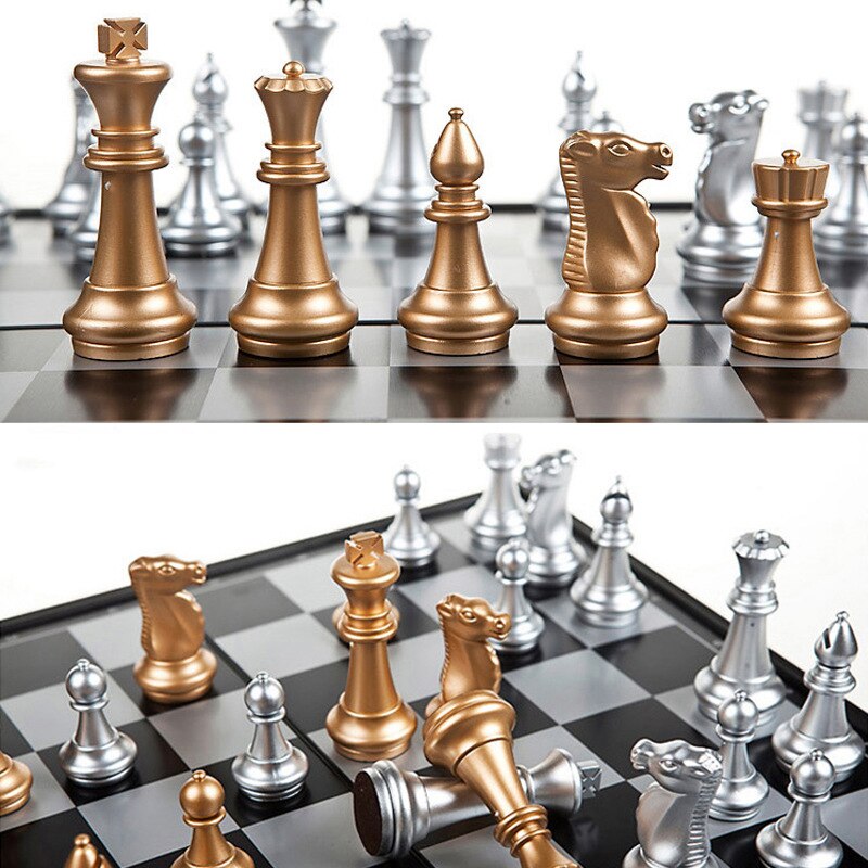 Magnetic Folding Chess Set Square Chess Set Magnet Chess Pieces Folding Chessboard For Travel Board Games