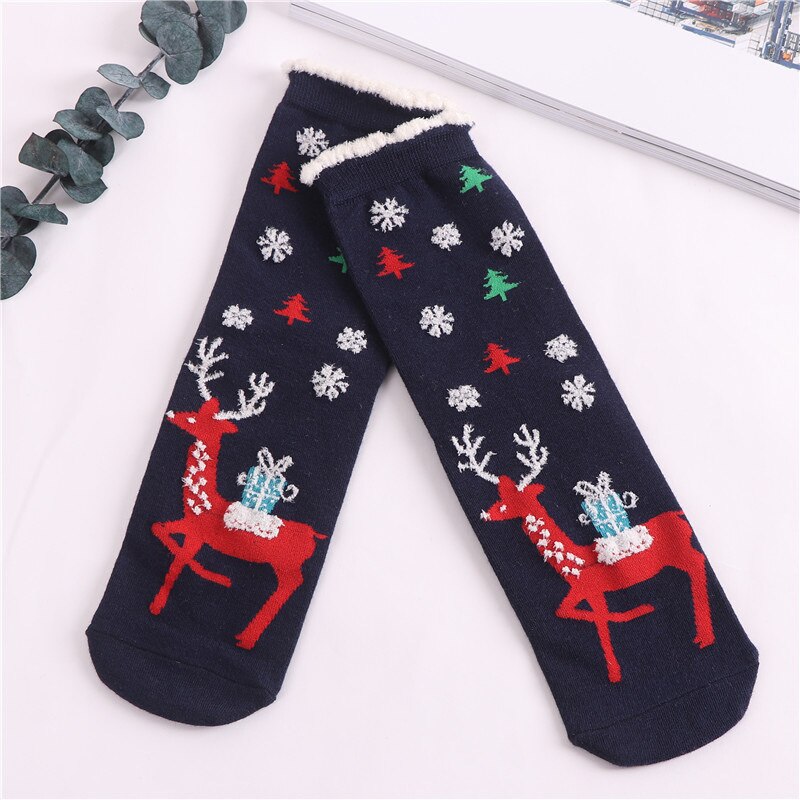 Women Socks Winter Warm Christmas Stereo Socks Cotton Cute Santa Claus Deer Socks Xmas Christmas Socks for girls: G