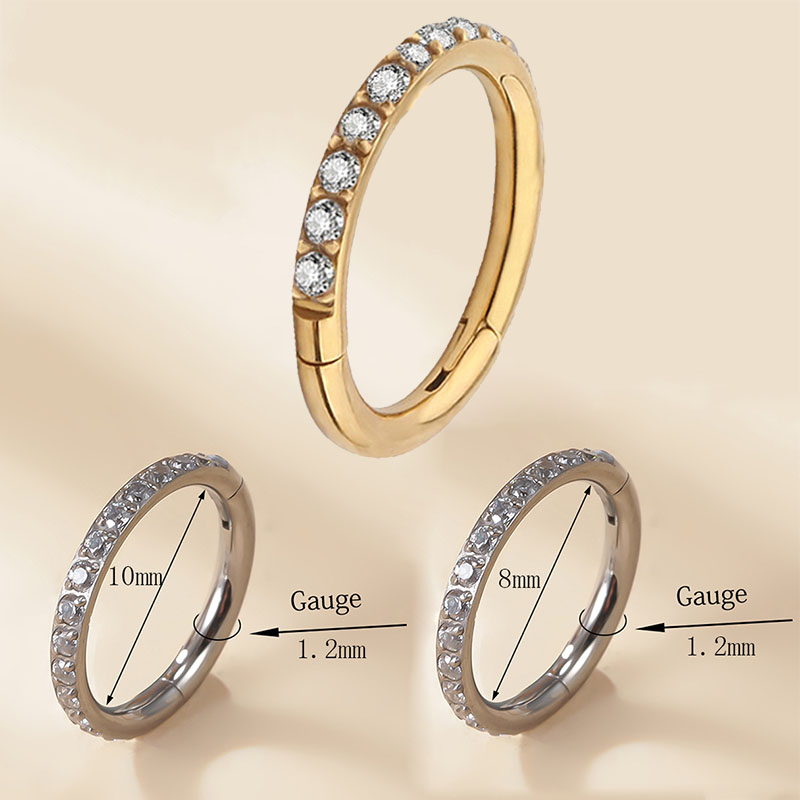 10/50Pc Round Zircon Septum Ring Hoop Cartilage Tragus Helix Small Piercing Nose Ring Earring For Women Body Jewelry Accessorie