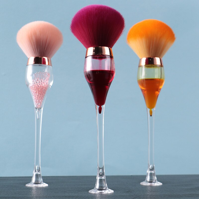 Navida 1Pc Wijnglas Stijl Make-Up Borstel Kunstmatige Vezel Wol Foundation Blush Roze Gezicht Borstel Hoogtepunt Concealer Beauty Tools