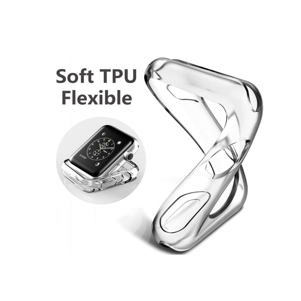 Voor apple watch-serie 6 5 4 3 2 1 hoesje, doorzichtig, zacht tpu-hoesje, schokbestendige schermbeschermer voor de apple watch 38mm 40mm 42mm 44mm