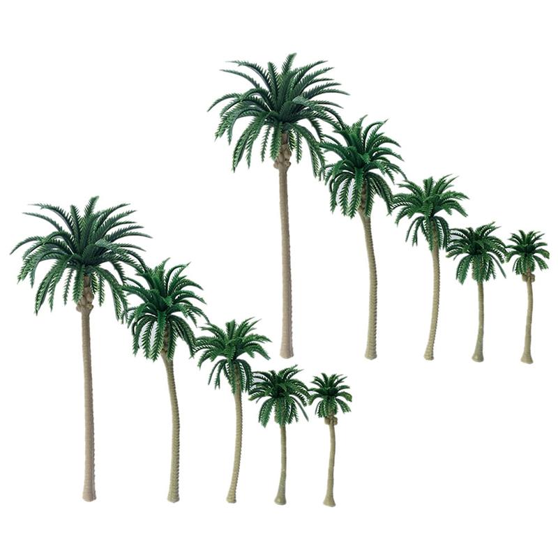 10PCS/Set Simulation Coconut Tree Model Plastic Mini Palm Tree Scenery DIY Layout Props Microlandscape Decor: Default Title