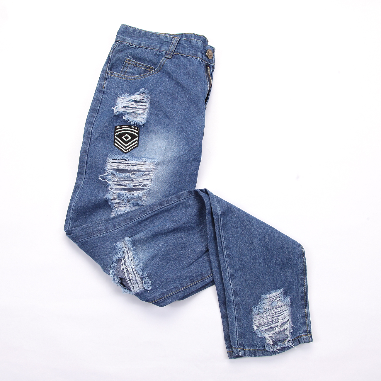 Nueva de Goocheer pantalones vaqueros ajustados rasgados de corte ajustado de mezclilla deshilachados rasgados ahuecados Jeans largos Boy Zone