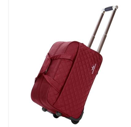 Brand20Inch 24 "grote bagage trolley Case reistas op wielen voor vrouwen mannen koffer Reizen Duffle Rolling Bagage: 20 inch Dark Red