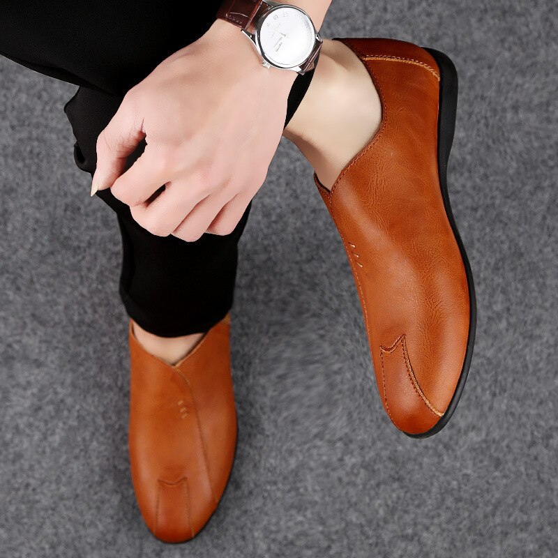 Reetene herre loafers mokkasiner delt skinn uformelle herresko myk behagelig slip-on fottøy menn kjole sko kjøresko