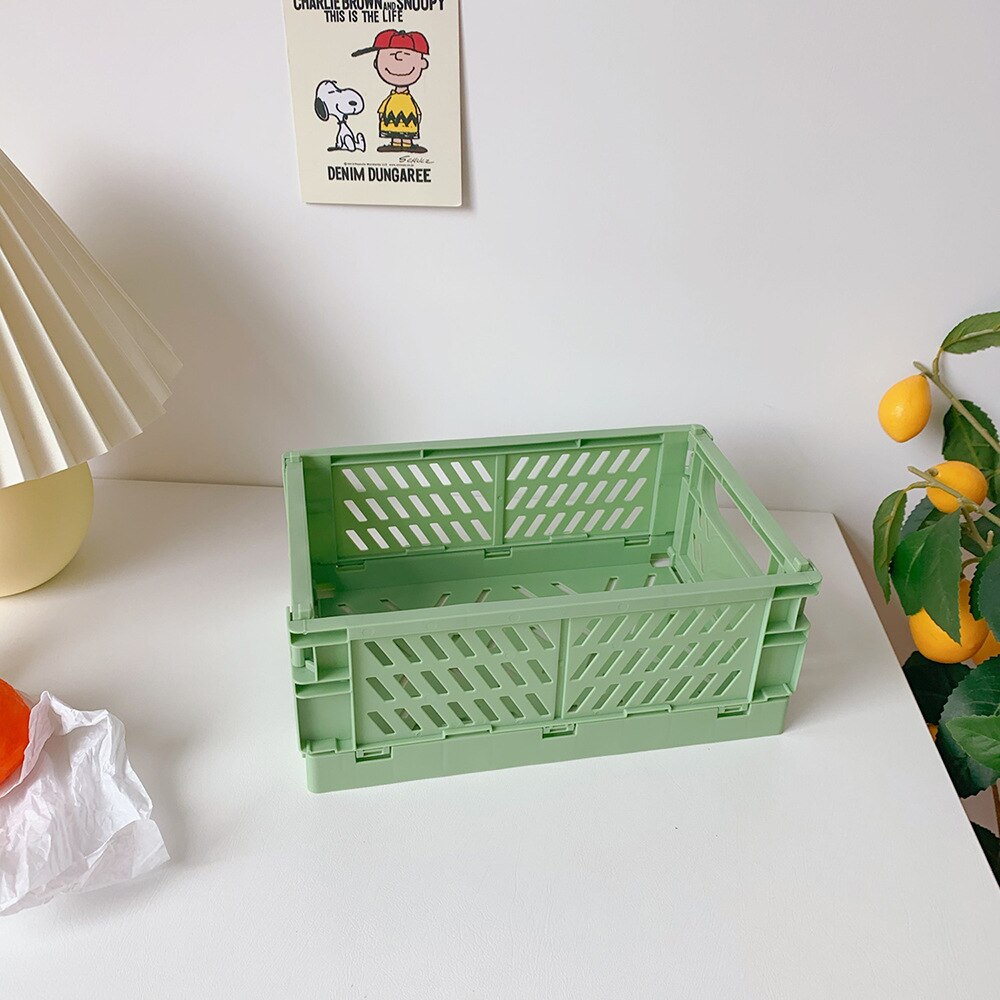 Collapsible Crate Plastic Folding Storage Box UtilityCosmeticContainer Desktop Holder Home Kitchen Warehouse Storage Baskets Box: M-1