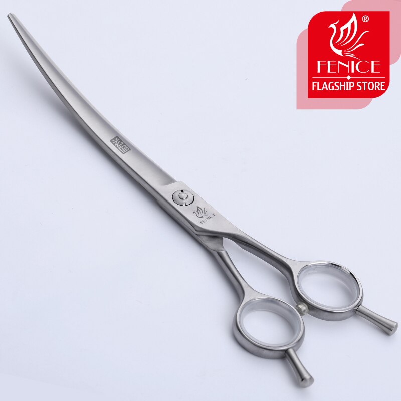 Fenice pet dog grooming scissors curved shears 7.5 inch silver stainless steel curved scissors