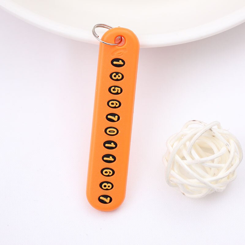 Porte-clés Anti-perte de plaque d'immatriculation de téléphone, pendentif de voiture, carte de numéro de téléphone de véhicule, accessoires d'intérieur de voiture: Orange