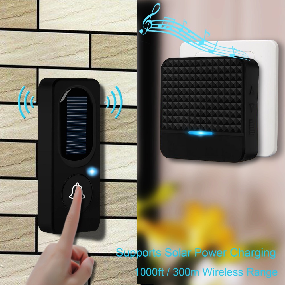 Wireless Solar Power Opladen Deurbel Thuis Deurbel IP65 Waterdichte 200-300M Bell Chime Outdoor Deurbel