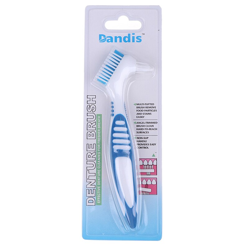 Toothbrush Ergonomic Denture Cleaning Multi-Layered Bristles False Teeth Brush: Blue
