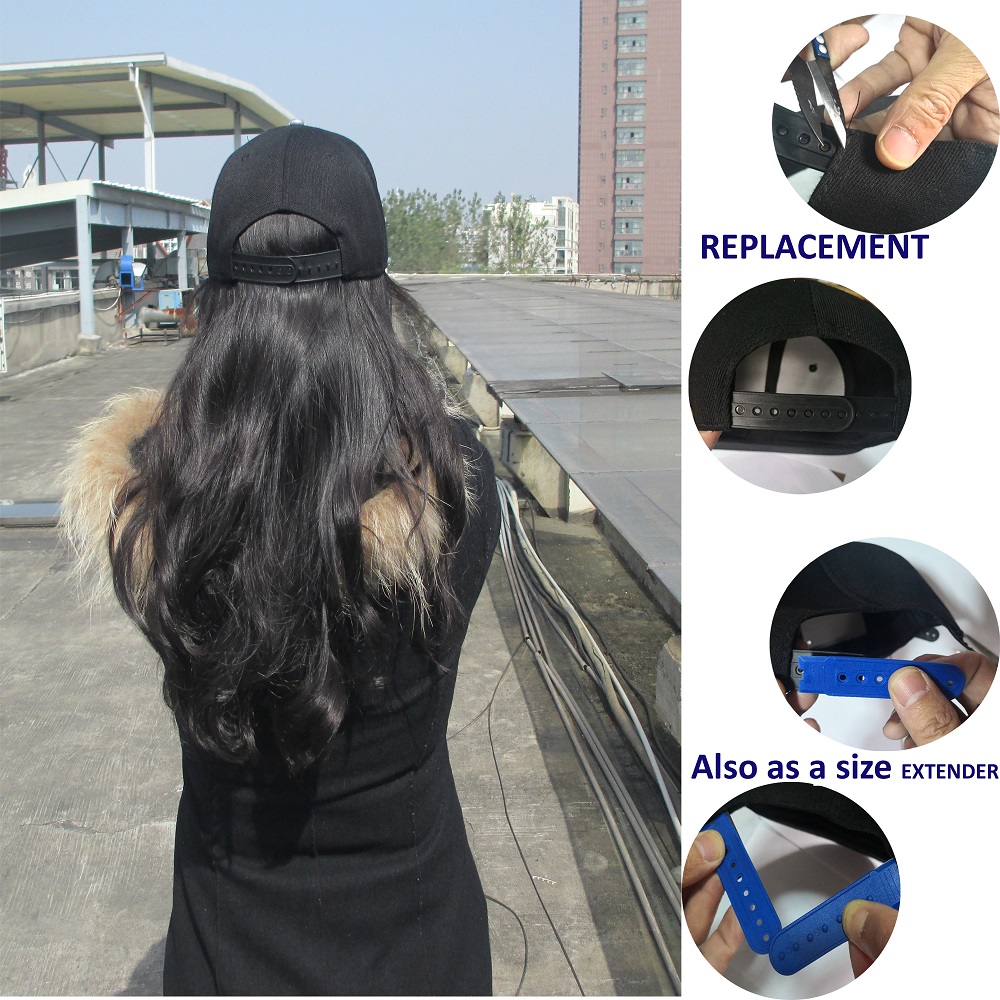 1 par de gorras Snapback coloridas, correa de repuesto, cierre de plástico de 6 colores, extensor de gorra de béisbol, colores ricos a presión