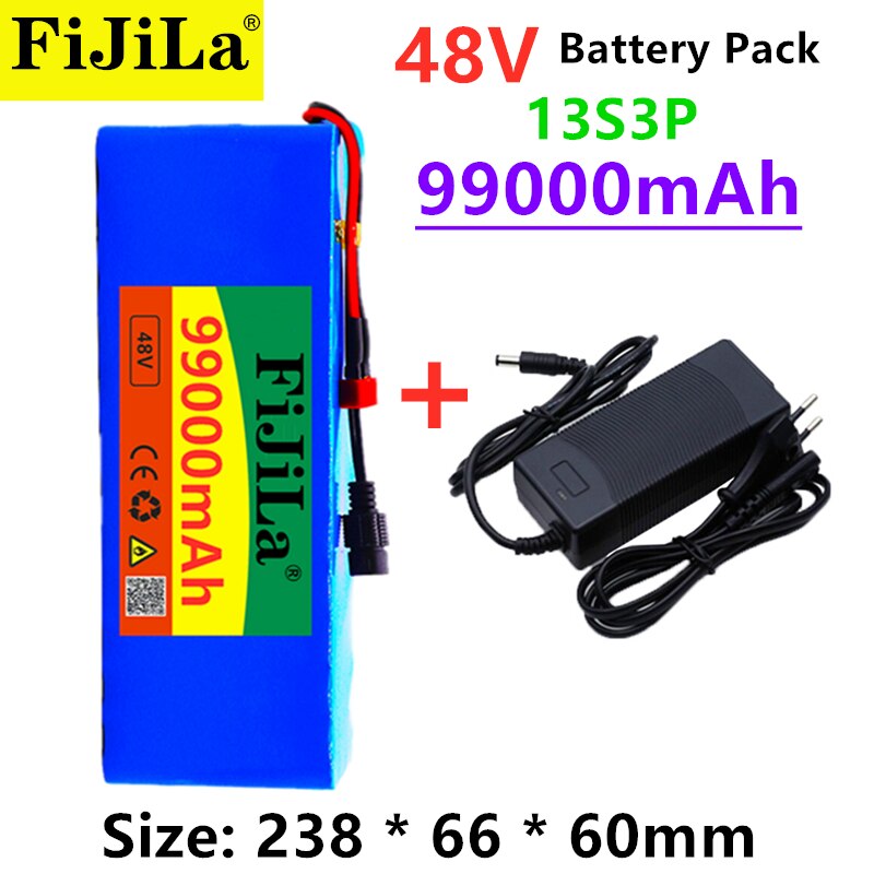 48v akumulator litowo-jonowy 48v 99ach 1000w 13S 3P akumulator litowo-jonowy Pakiet dla 54.6v E-wioślarz elektryczny skuter z BMS + ładowarka