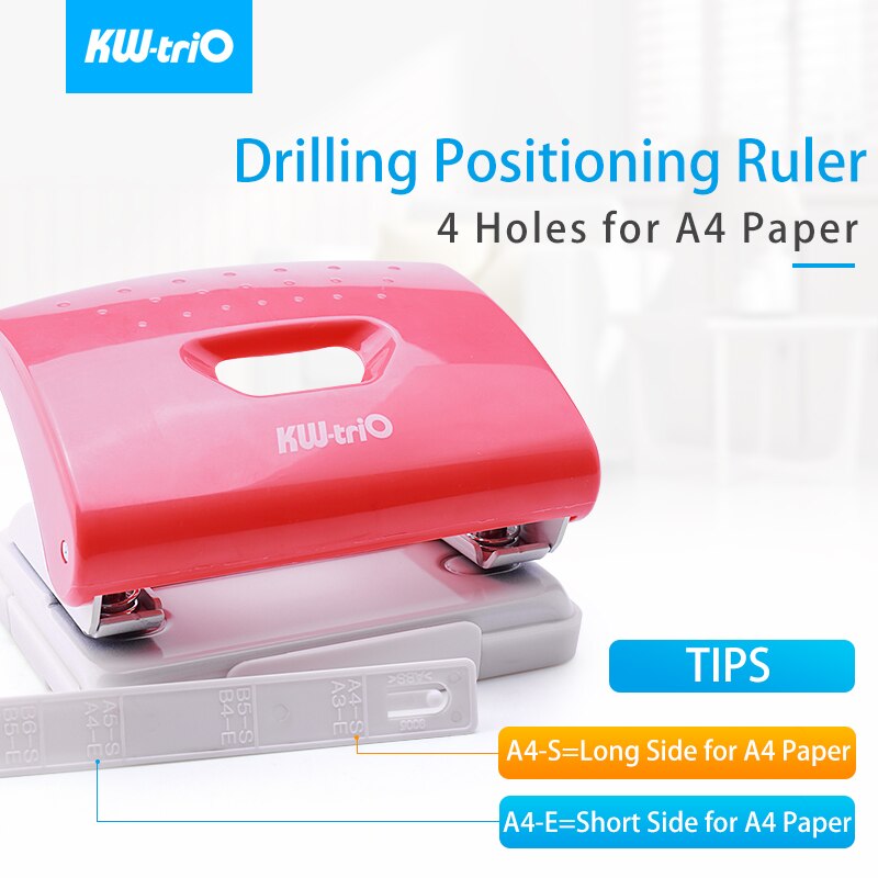 2-Hole DIY Paper Puncher Handheld Hole Puncher Double Hole Loose-Leaf Notebook Paper Punch with Mobile Phone Bracket Attached