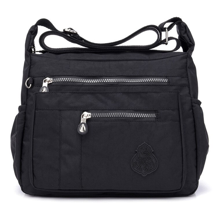 Sac messager pour femme, sac à bandoulière en nylon imperméable, sac à bandoulière décontracté pour filles, sacs à main en solde: Noir