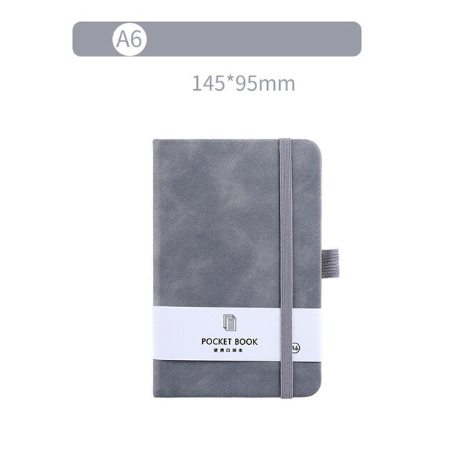 A6/A7 Simple Pocket Notebook Mini Notepad Portable Diary Book Agenda Planner Time Management Stationery Office School Supplies: Grey-A6