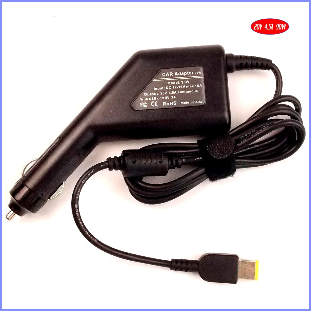 20 V 4.5A Laptop Auto DC Adapter Oplader + USB voor Lenovo Thinkpad Edge E560P, Ideapad Flex 3-15, E570 L540 T440p T460p V510-15IKB