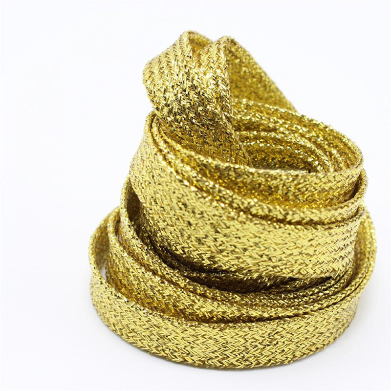 Cordones brillantes para zapatos, color dorado y plateado, 110cm, 1 par