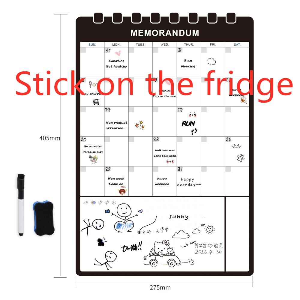 Karikatur Magnetische Kalender Täglichen Zeitplan Whiteboard Kühlschrank Magneten Monatliche Wöchentlich Planer freundlicher Lästige Pflicht Memo Nachricht Zeichnung Bord: 0304JH0124C1B