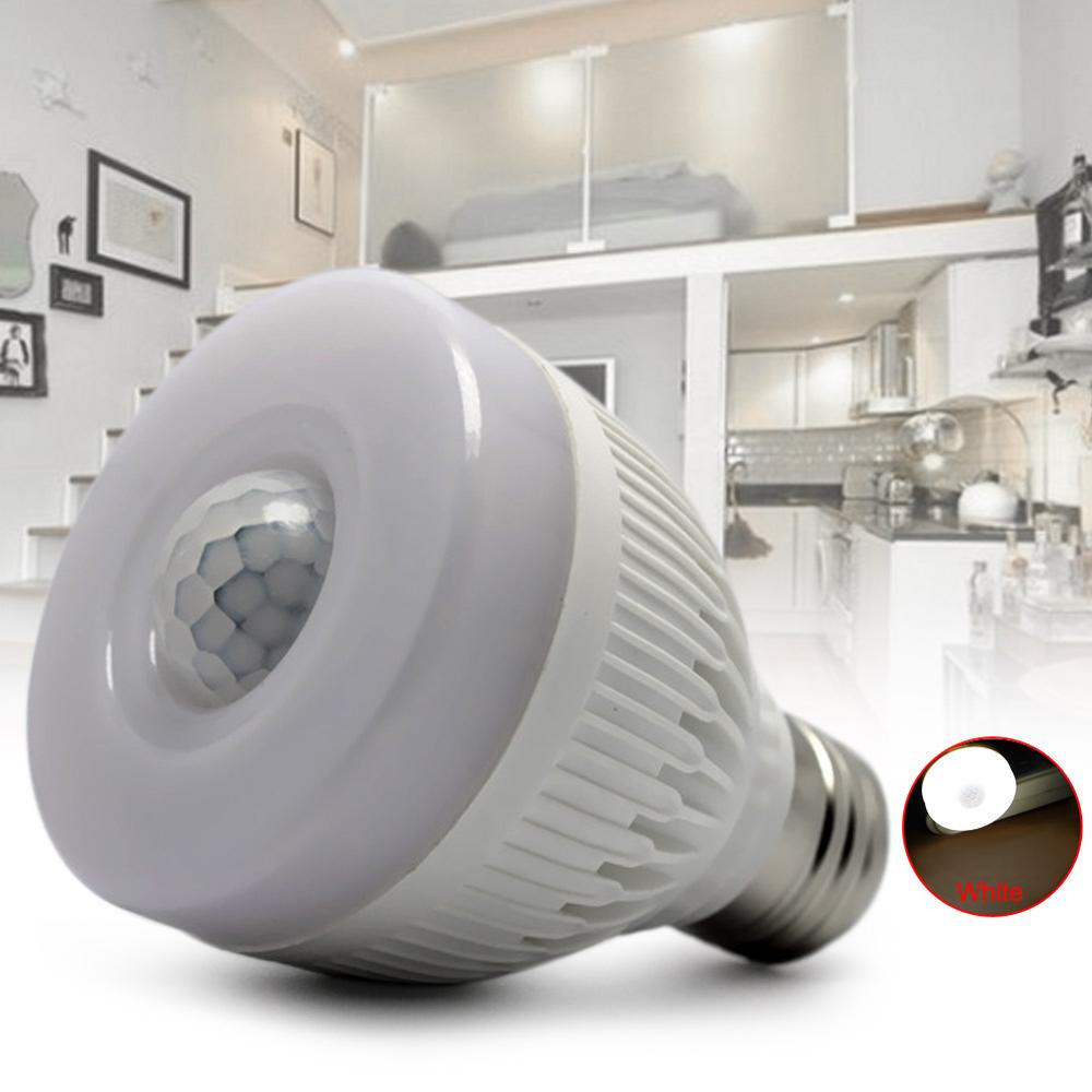 Acryl sensor lamp E27 5W Nacht Lamp PIR Infrarood Motion Sensor Detection LED Lamp Licht Gang Hal Garage Badkamer: White