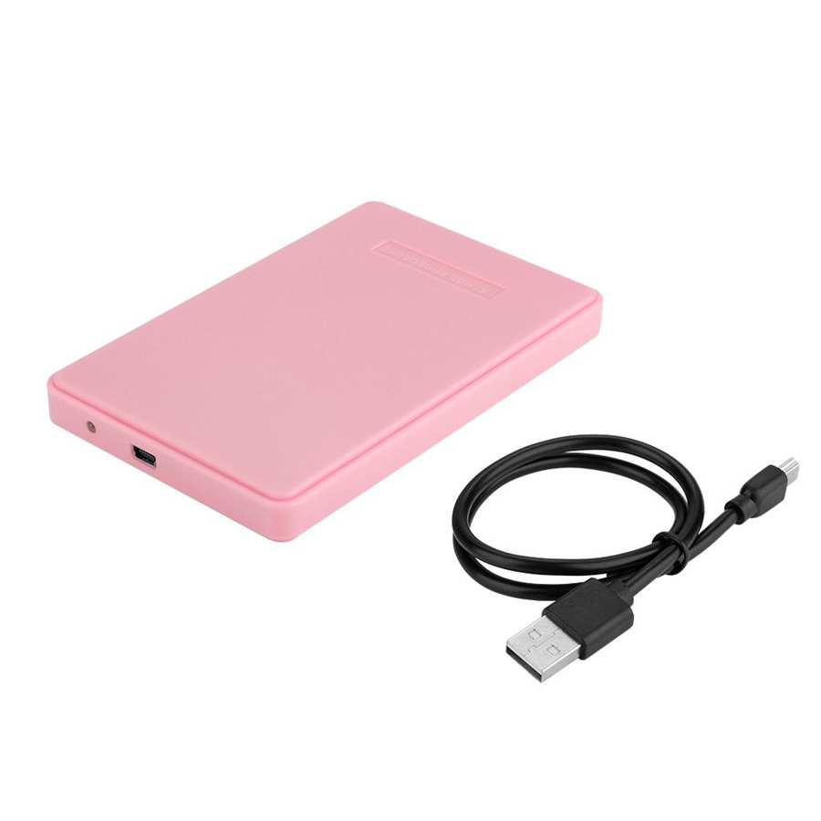 Solar battery Solar battery power 2.5inch SSD External Enclosure USB 2.0 Hard Drive Case rechargeable battery: Pink