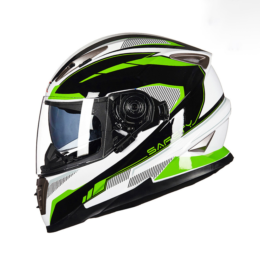 Full Face Motorhelm Mannen Vrouwen Dot Winter Veiligheid Anti-Fog Waterdichte Dubbele Lens Rijden Motorfiets Helm Casco Motorcross: Black / XL