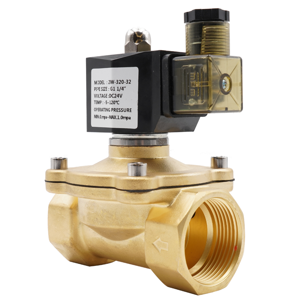 Válvula solenóide de ar de latão elétrico, Válvula solenóide normalmente fechada para água quente óleo ar, AC 220V, DC 12V 24V,0 ~ 1.0Mpa,IP65, G3/8 para G2