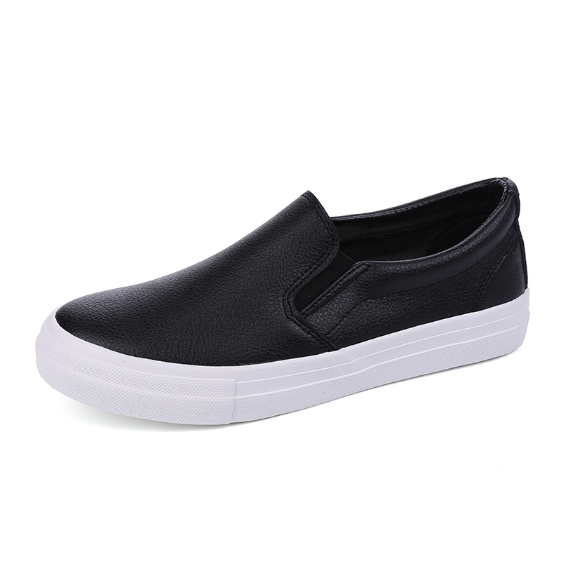 Forår og efterår hvide fritidssko til mænd sneakers loafers herresko street cool fodtøj lejligheder mandesko  u9-08: Sort / 6.5