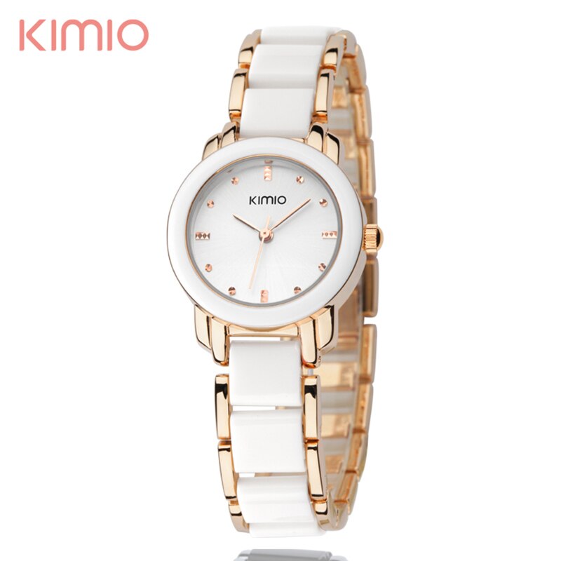 Kimio Frauen Armbinde Uhren Dame Kleid Quarzuhr Weiß Simulierte Keramik Armbanduhren Wasserdichte Uhr