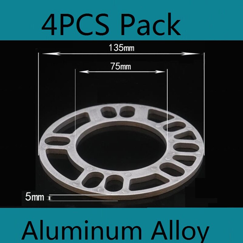 4 Uds 5mm rueda de coche espaciador placa de cuñas Universal para 5x100 5x108 5x112 5x114,3 de aleación de aluminio de 135/75mm