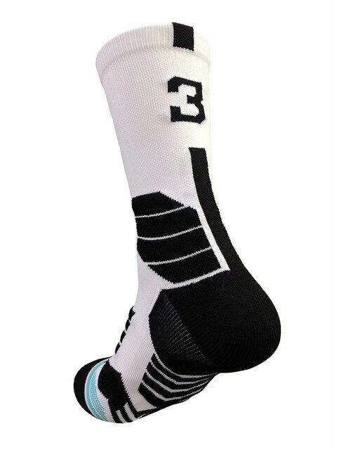 Calzini da basket professionali collocazione 0-9 numero calzini inferiori calzini sportivi sportivi per uomo e donna: 3 white Socks 1pcs