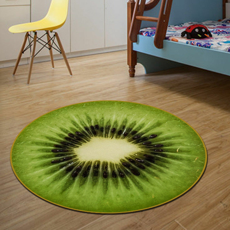 Teppe barnetepper varmt abstrakte tepper 3d trykk barn sommerfrukt sitron vannmelon kiwi tomat gulvtepper 4 farger: 80cm / Kiwi