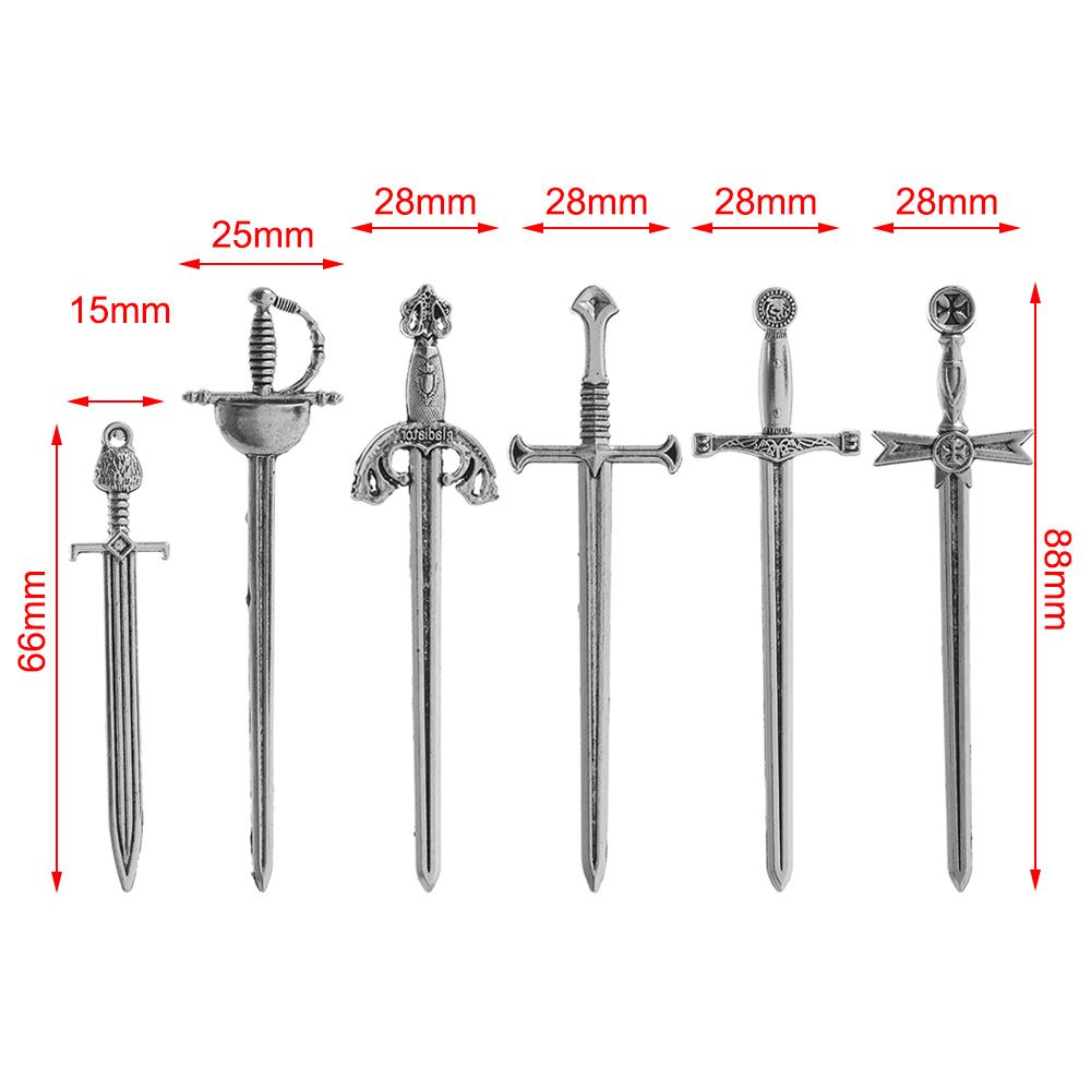 6 sztuk/zestaw antyczne miecze nóż zakładki uroki metalowe zakładki robić książek zawieszki książki klipy markery zapasy rzemieślnicze DIY tworzenia biżuterii